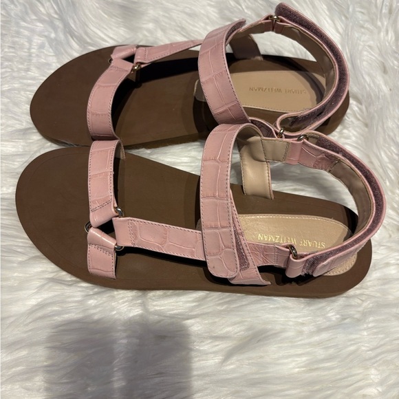 Stuart Weitzman Vail Croc Leather Slingback Sandals Pink NEW Women’s Size 10 - Picture 8 of 8